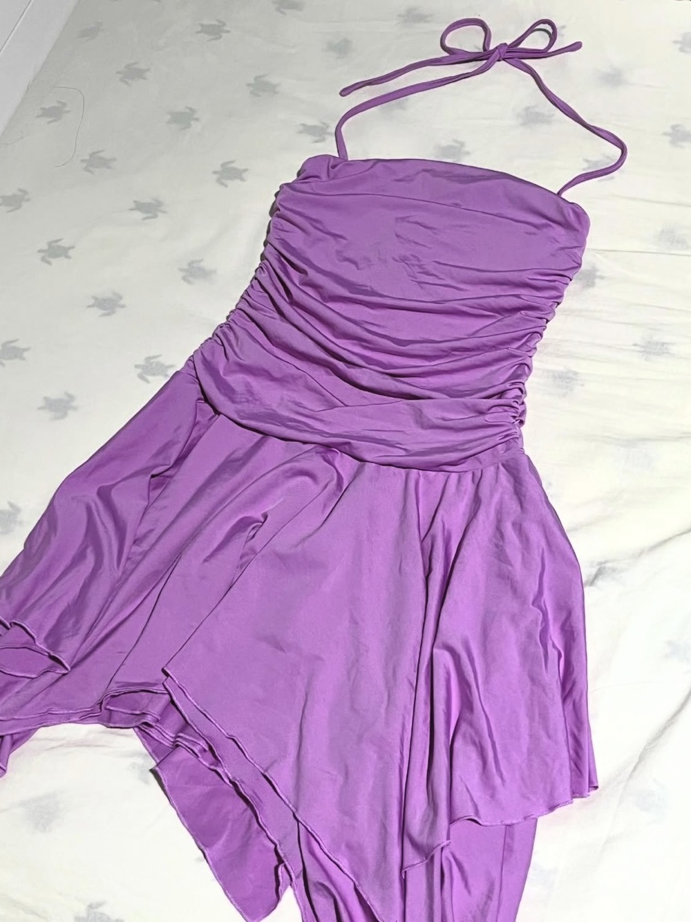 Edikted Purple lilac halter ruched dress